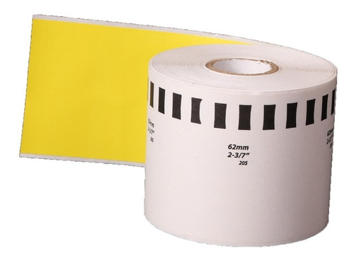 7 Rollo Continuo Amarillo 62mm Y 3pzs Blanco De 62mm