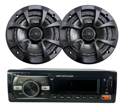 Combo Stereo Bluetooth Usb Mp3 Fm + Juego De Parlantes 6.5