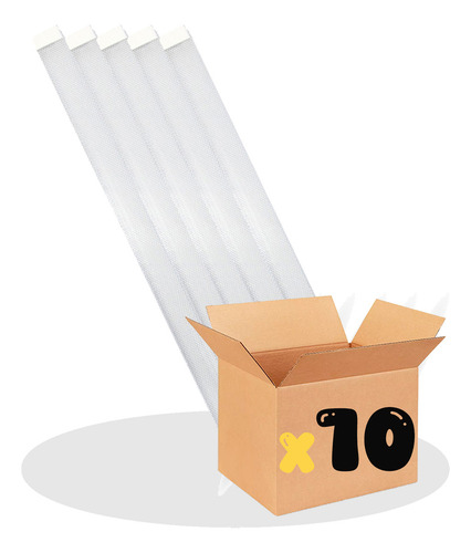 Pack De 10 Lámparas Led De Techo Tipo Regleta 36 Watts Luz Fría 2600lm Ahorrador De Energía