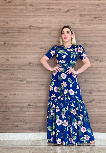 Imagem 2 de 7 de Vestido Longo Multiuso Balada Verão Cinturado Estampas Linda