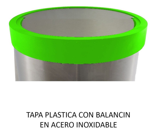 Bote Basura Balancín Cilíndrico Tapa Verde Orgánico 150lt