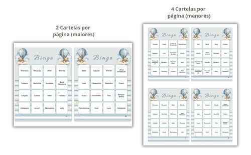 100 Cartelas Bingo Chá De Bebê Para Baixar Menino, Urso Azul