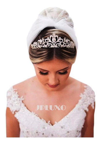 Coroa Noiva Tiara 15 Anos Debutante Prata Casamento Dama