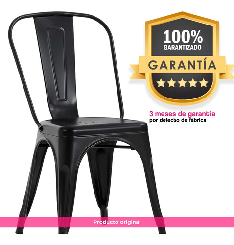 Set 4 Sillas Tolix Metalica Comedor Vintage Almeria Negra