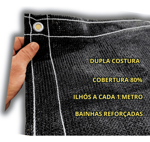Tela Sombreamento Casa Pergolado 80% 4x4 Bainha/ilhós