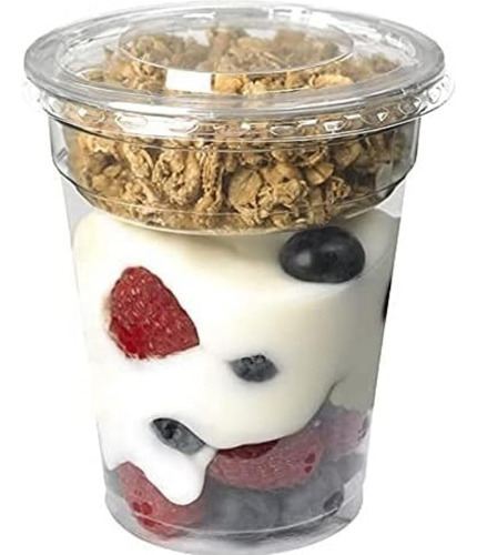 Vaso De Plástico Transparente Con Tapa Para Parfait, 50 Pzs.