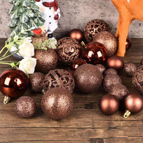 Juego 100 Bolas Decorativas Inastillables Para Árbol Café