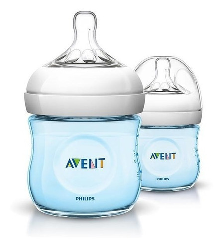 Avent Natural 2 Biberones Azules De 4 Oz 