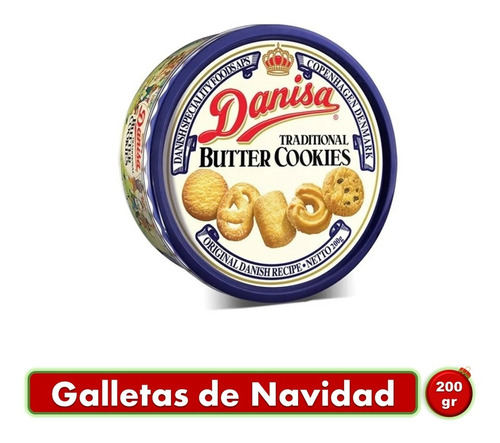 Galletas De Mantequilla Navideñas Danesas Danisa 200gr Lata 