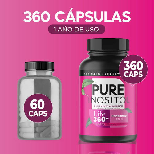 Imagen 7 de 7 de Inositol De 360 Capsulas 360 Dias | Life Pure Inositol 360+