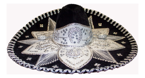 Sombrero Charro Estrella - Negro Con Plata