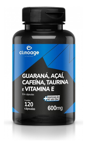 Guaraná Cafeína Açaí Taurina Vit. E 600mg 120 Caps Clinoage Sabor Sem sabor