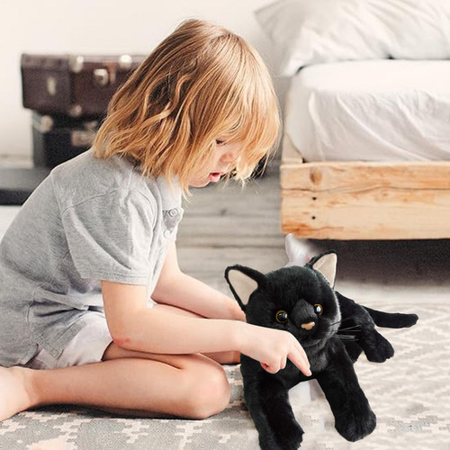 . Figura De Gato Negro Abrazable, Muñeco De Anime De