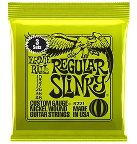 Pack De 3 Set De Cuerdas Para Guitarra Ernie Ball 2221 10/46