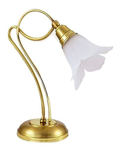 Lampara Velador De Mesa En Bronce Julieta Tulipa De Vidrio