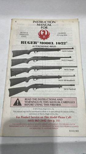 Manual Carabina Ruger 10/22 - Original