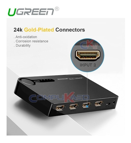 Switch Selector Hdmi 3x1 3 Entradas A 1 Salida Ugreen 2k 4k