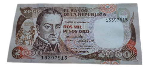 Billete Colombia 2000 Pesos Oro 1985