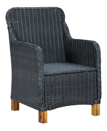 Sillas De Jardín Con Cojines 2 Pzas Rattan Gris Oscuro