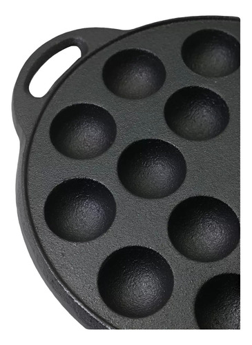 Provoletera Hierro Fundido Con Asas 15 Cavidades 22 Cm Color Negro