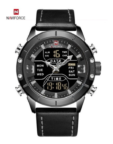 Relógio Naviforce Dual Time Pulseira Em Couro