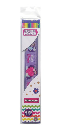 Regla Flower Power Primavera 30 Cms 12 Pulgadas