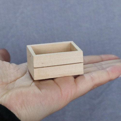 1:12 Casa De Muñecas Cocina Cesta De Madera Caja Modelo