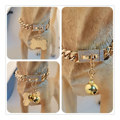 Rumypet Collar De Cadena De Perro De Oro De 18 Quilates Con