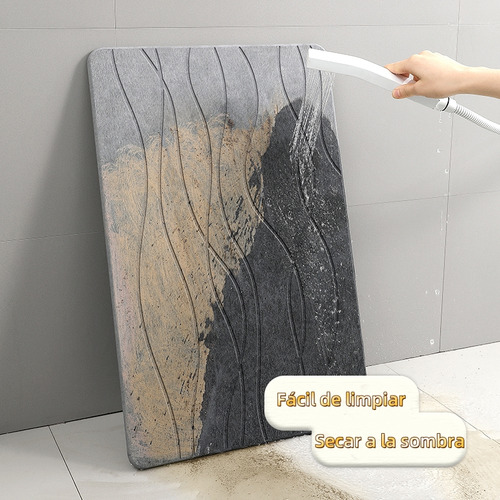 Tapete De Baño De Piedra De Diatomeas Secado Rápido 60*39cm Color Gris Lisa