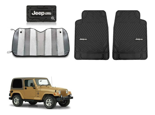 Tapetes 2pz Logo + Parasol Jeep Wrangler Tj 1997 - 2005 2006 Negro