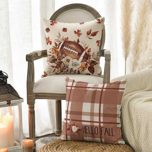 Almohada Avoin Colorlife Hello Fall Football Touch Down Show
