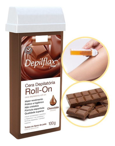 Kit 6 Refil Ceras Roll On Depilação Depilflax Chocolate 100g