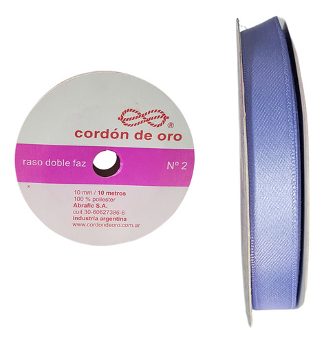Cinta De Raso Doble Faz N°2 (10mm) X Rollo De 10mts Lavanda Cordón De Oro