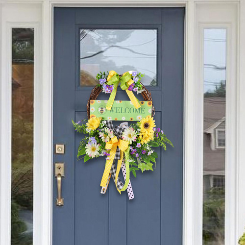 Corona De Primavera Para Puerta Delantera, Corona Artificial