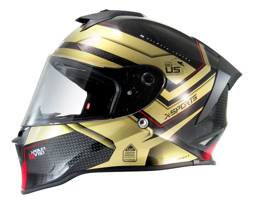 Casco Integral X Sports V151 Brigth Negro Oro