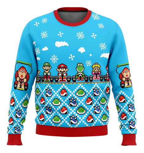 Polera Mario Bros Ugly Sueter Navidad Princesa Peach Luigi G