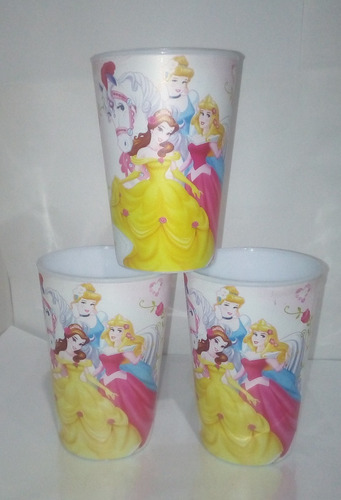 Vasos Sirenita, Bella, Blancanieves, Aurora, Bella Cotillón.