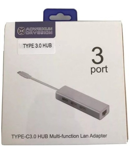 Adaptador Hub Usb-c Ethernet Red Lan Rj45 3 Usb 3.0/2.0 Fast