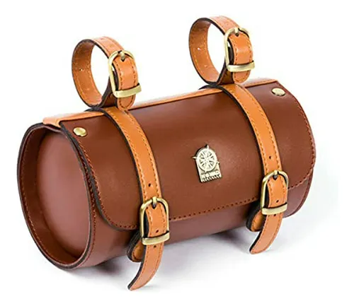 Bolso Manillar Bicicleta Retro Impermeable Cuero Pu Marrón O