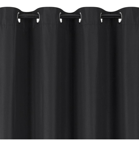 Cortina Blackout Textil Con Argollas Bloquea 100% Paso Luz Negro