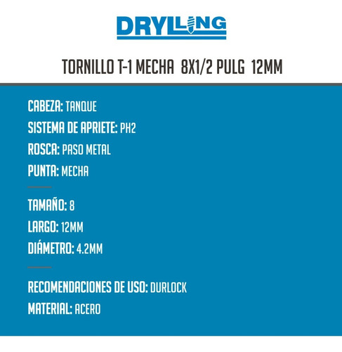 Imagen 9 de 10 de Tornillos Punta Mecha T-1 8x1/2 10000 Unidades Oferta!!