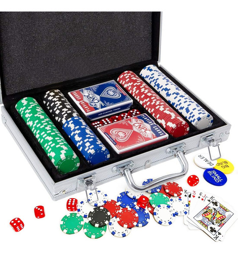 Poker Set, 200 Pcs Poker Chips Set With 5 Colored Chips F...