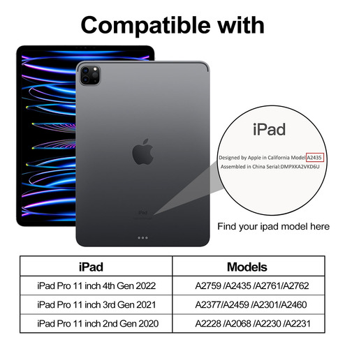 Jksml Funda Para iPad Pro 11, Funda Con Soporte Para Lapiz P