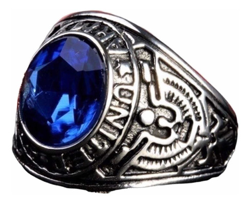 Anillo Hombre Del Ejército De Estados Unidos Piedra Azúl.