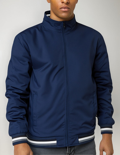 Chaqueta De Bomber Casual Para Hombre Con Cuello De Pie