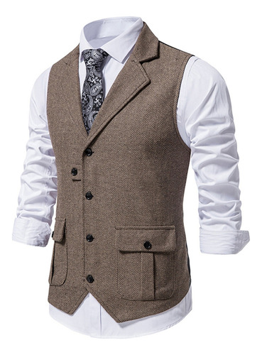 Chaqueta De Solapa Vintage For Hombre Chaleco De Tweed De