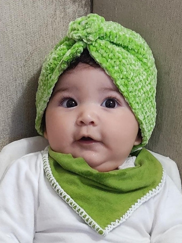 Turbante + Bota De Crochê Pelúcia Baby