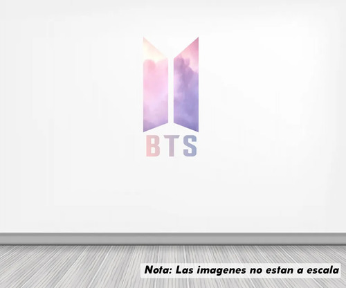 Vinil Sticker Pared 90cm Bts Logo Nubes Color Army 45a