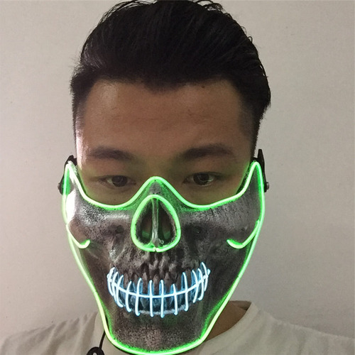 Máscara De Calavera De Halloween, Modelo Led, Media Cara, Br