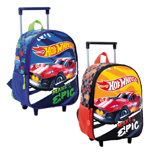 Mochila Hot Wheels Make It Epic Carrito 12p Wabro Infantil Color Azul